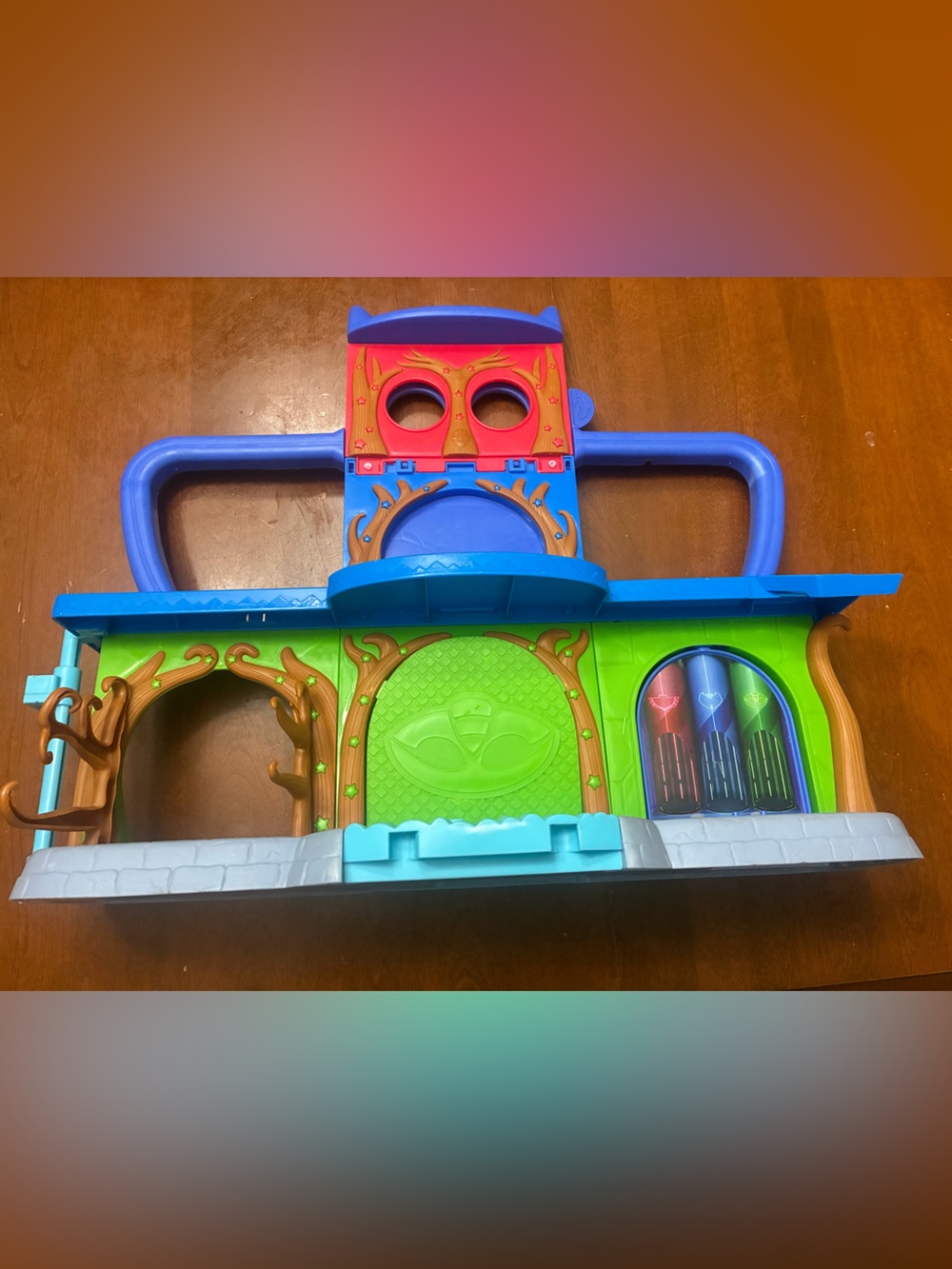 Portable Kids Playset Carrying Case - Blue, Green & Red